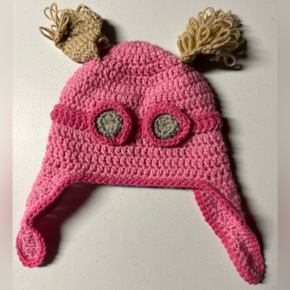 Pink Hand Knit Kids Paw Patrol Skye Hat